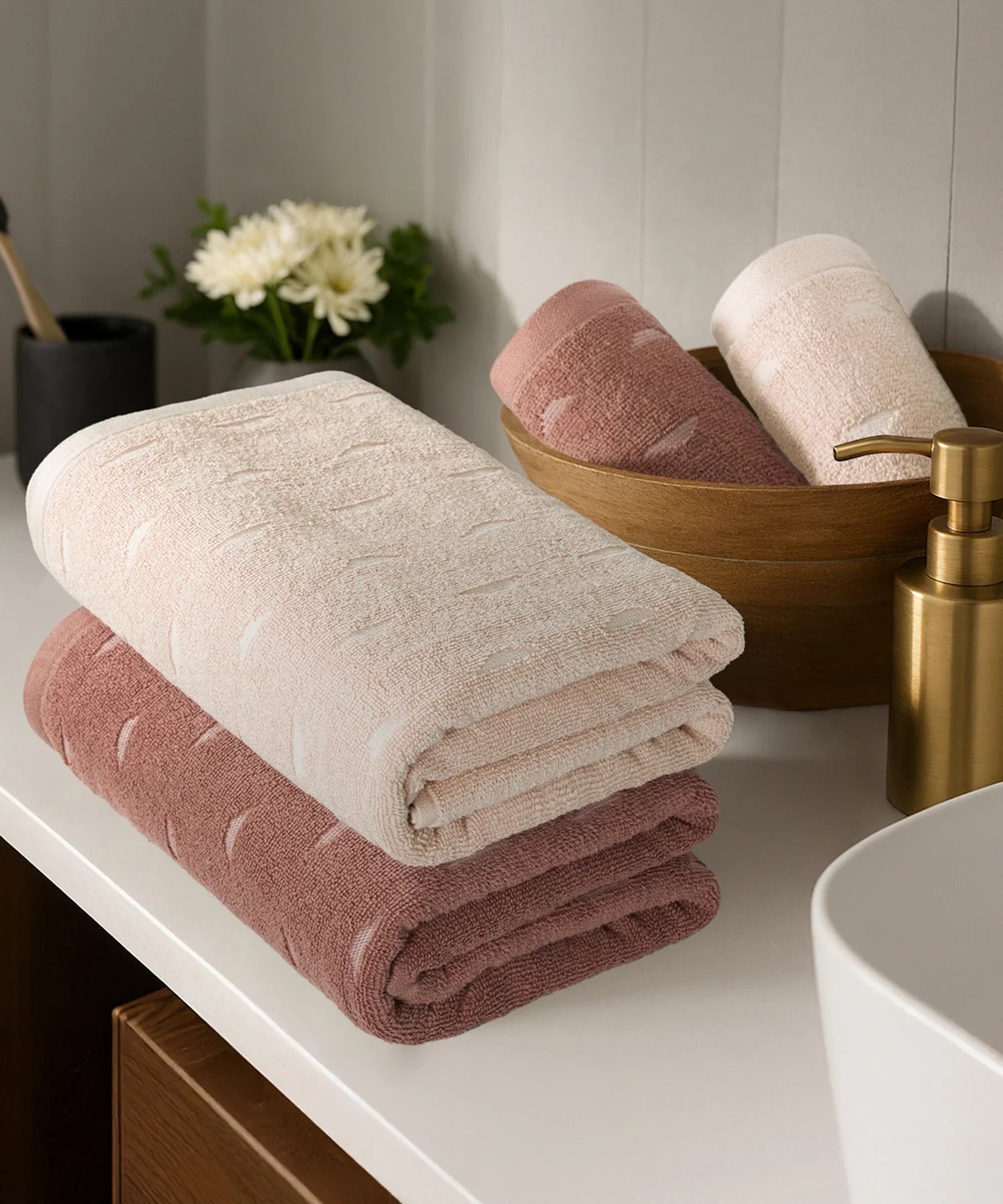 Fragrance 4Pc Towel Set, Sandalwood| 500 GSM Cotton
